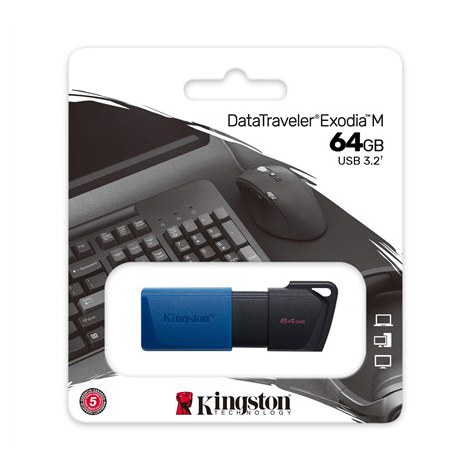 Kingston | USB 3.2 Flash Drive | DataTraveler Exodia M | 64 GB | USB 3.2 | Black/Blue - 3